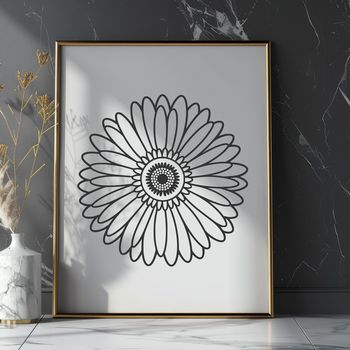 A detailed illustration of a daisy flower with multiple petals.