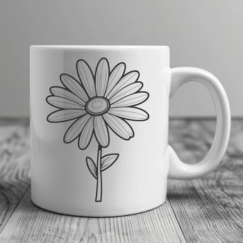 Vector art representation of a daisy in a clean and minimalist design style.