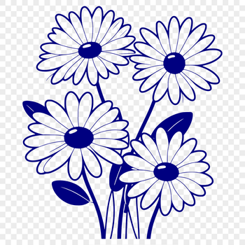 A stylized illustration of a daisy flower in a simple vector design.