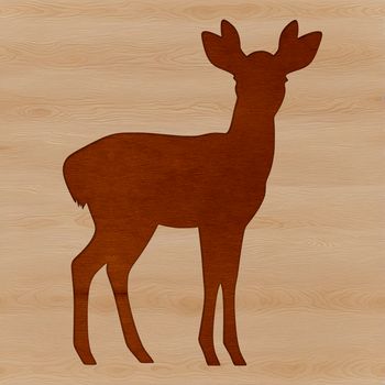A simple outline illustration of a deer in a natural setting.