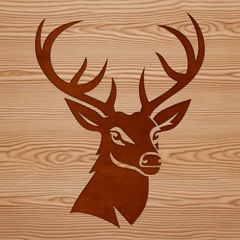 An illustration of a deer's head with a wild animal theme.
