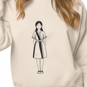 A young girl character illustrated as a vector graphic in SVG format for various uses.