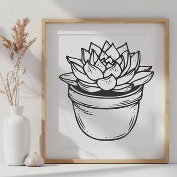 A graphic representation of a succulent plant in a simplified, geometric style suitable for vector design applications.