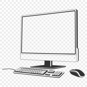 A digital device with a keyboard and monitor.