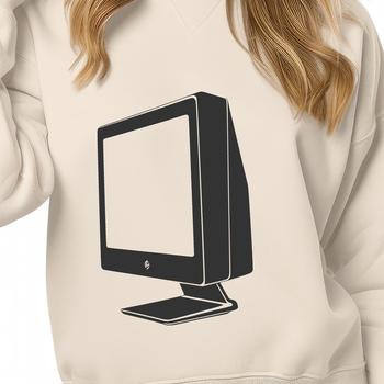 Digital device with keyboard and monitor, suitable for vector design and clip art.