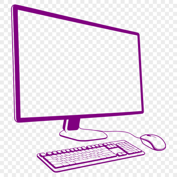 A detailed illustration of a computer with keyboard and monitor.