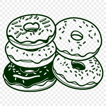 A stylized illustration of a donut, suitable for digital printing and cutting with a Cricut or laser cutter.