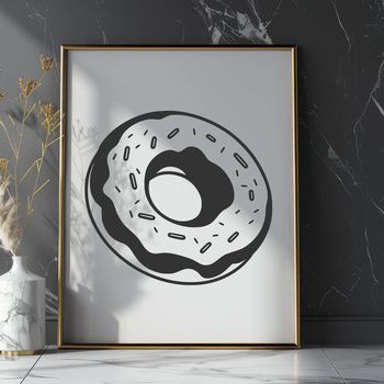 A detailed vector graphic design of a dessert donut with glazed surface.