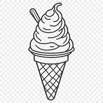 A colorful illustration of a cone with two scoops of ice cream.