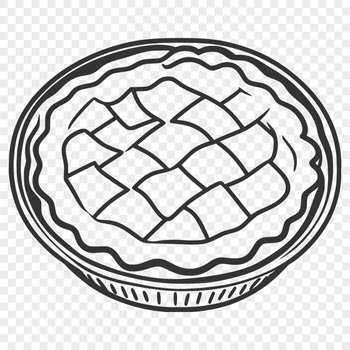 A digital illustration of a classic dessert pie with a crust and filling.