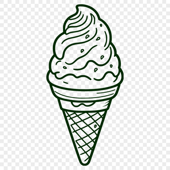 An illustration of a cone topped with colorful scoops of ice cream.