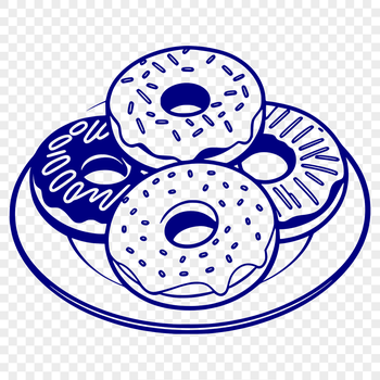 A stylized illustration of a donut, suitable for digital applications including vector design and clip art.