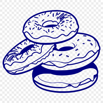 A colorful illustration of a single donut with various toppings.