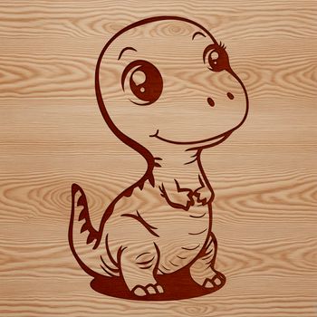 A simplified illustration of a baby Tyrannosaurus Rex in prehistoric landscape