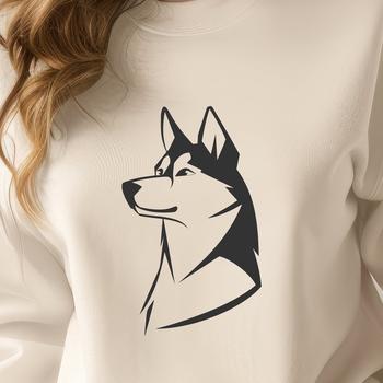 A vector graphic representation of a Husky animal with a clean line style design.