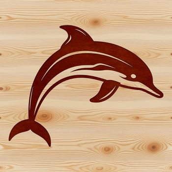 A detailed illustration of a dolphin in the ocean, suitable for vector graphics design.