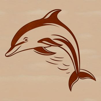 A stylized illustration of a dolphin in the ocean, suitable for digital designs.