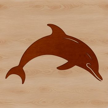 A sleek dolphin swims in the ocean with a school of fish.