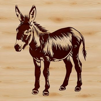An illustrative vector art representation of a standing donkey.