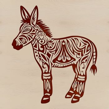 A standing ornate donkey depicted in a simplified vector style.