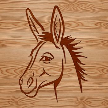 An illustration of a donkey's head from various angles, created as vector art.