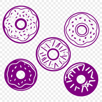 A round donut with frosting and sprinkles, suitable for food packaging or bakery designs.
