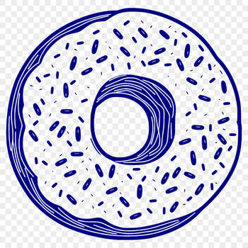 A simple illustration of a circular donut with a ring shape.