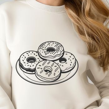 A stylized illustration of a classic glazed donut, suitable for printing on various mediums.