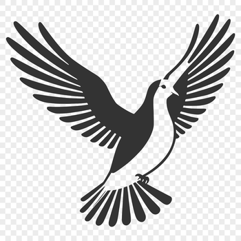 A simple illustration of a dove in flight, suitable for vector graphics and digital design projects.