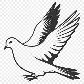 A white dove perched on a branch, rendered as a vector graphic.