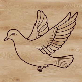 A simple illustration of a white dove perched on a branch, designed as vector art.