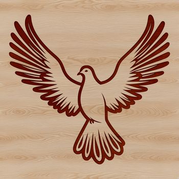 A detailed illustration of a white dove perched on a branch, symbolizing peace and tranquility in various religious contexts.