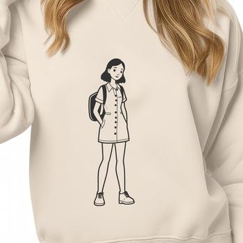 Young girl silhouette made with vector graphics in SVG format.