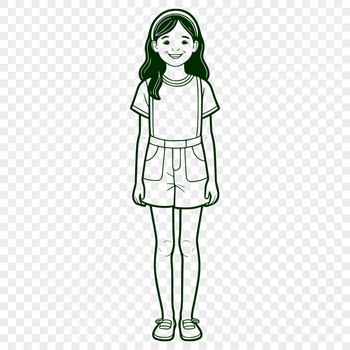 Young girl illustration in vector format, suitable for various designs and applications.