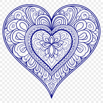A colorful mandala design featuring a heart shape, suitable for vector editing in software like Illustrator or Procreate.