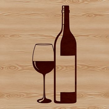 An SVG design featuring a single serving glass next to an empty wine bottle on a simple background.