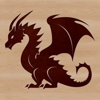 A detailed illustration of a mythical dragon with scales, wings, and fire-breathing abilities.