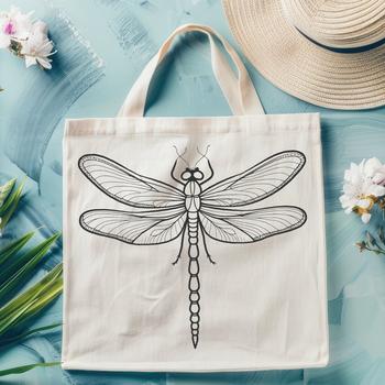 A detailed illustration of a dragonfly in its natural habitat.