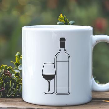 A stylized illustration of a wine bottle and glass on a table, ideal for vector art projects.