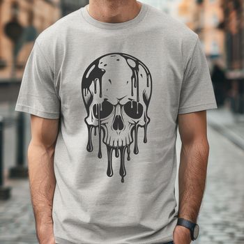 A gothic-inspired vector illustration of a skull with dripping liquid effect.