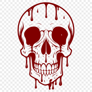 A detailed illustration of a dripping skull, suitable for various digital and craft projects.