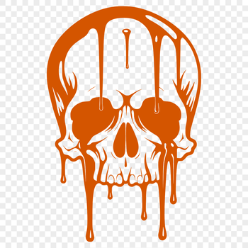 A detailed illustration of a dripping skull, suitable for Halloween decorations.
