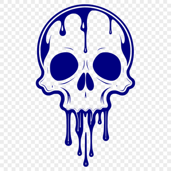 A vector illustration of a dripping skull with a gothic theme, suitable for Halloween decorations.