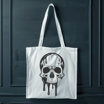 A graphic illustration of a dripping skull in a gothic style.