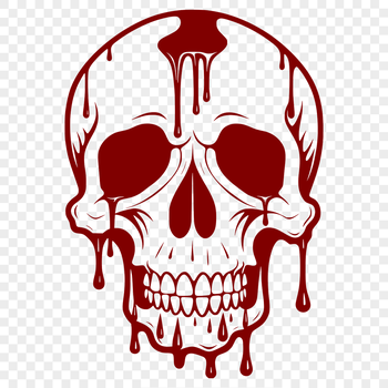 A digital vector illustration of a dripping skull, suitable for Halloween-themed designs.