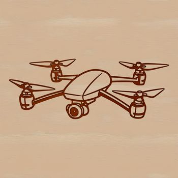 An illustration of a drone hovering in mid-air, represented as a vector graphic.