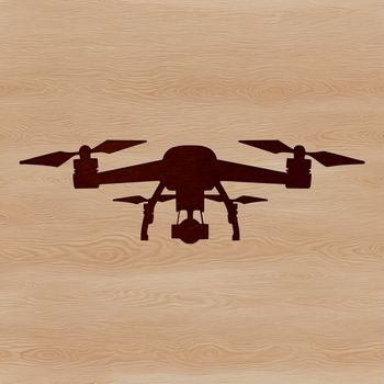 A high-flying drone in flight over a landscape.