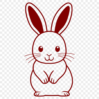 A full-body illustration of a sitting rabbit with details suitable for vector art.