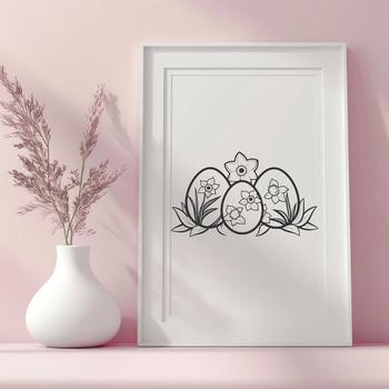 Illustrated Easter egg with daffodil decoration in a vector design.