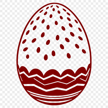 A stylized illustration of a decorated Easter egg in various colors.